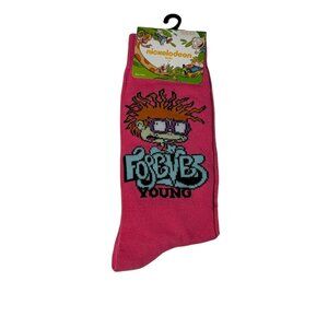 Rugrats Chuckie Forever Young Pink Crew Socks NWT One Size